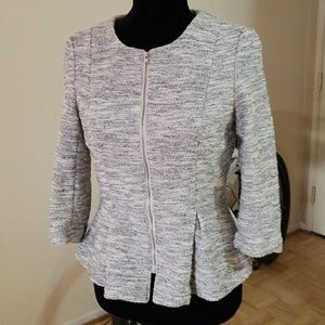 Cute 3/4 Sleeve Tweed Peplum Jacket